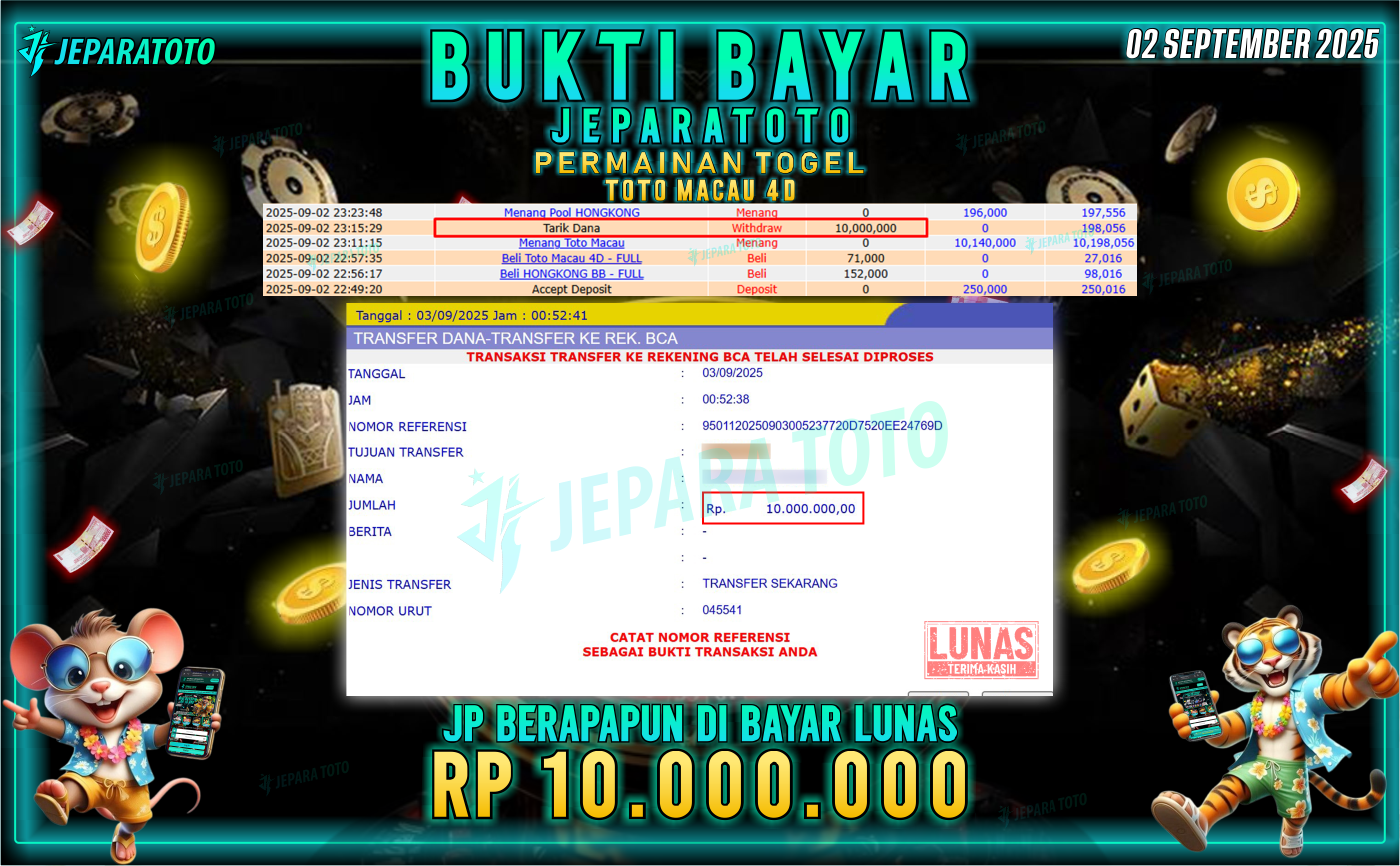 BUKTI KEMENANGAN MEMBER JEPARATOTO | TOTO MACAU 4D