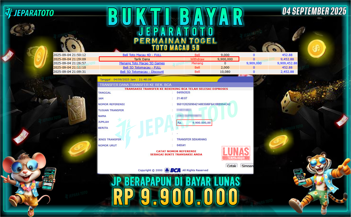 BUKTI KEMENANGAN MEMBER JEPARATOTO | TOTO MACAU 5D