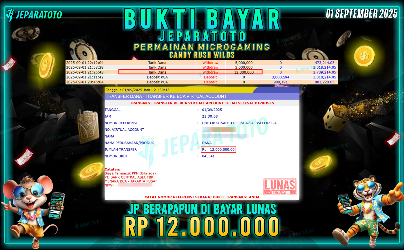BUKTI KEMENANGAN MEMBER JEPARATOTO | CANDY RUSH WILDS