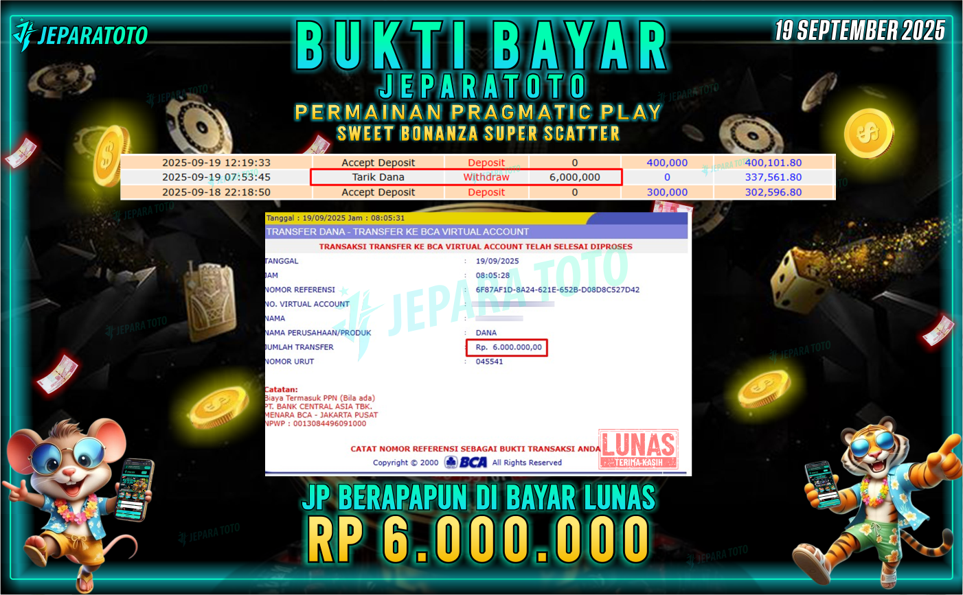 BUKTI KEMENANGAN MEMBER JEPARATOTO | GATES OF OLYMPUS SUPER SCATTER