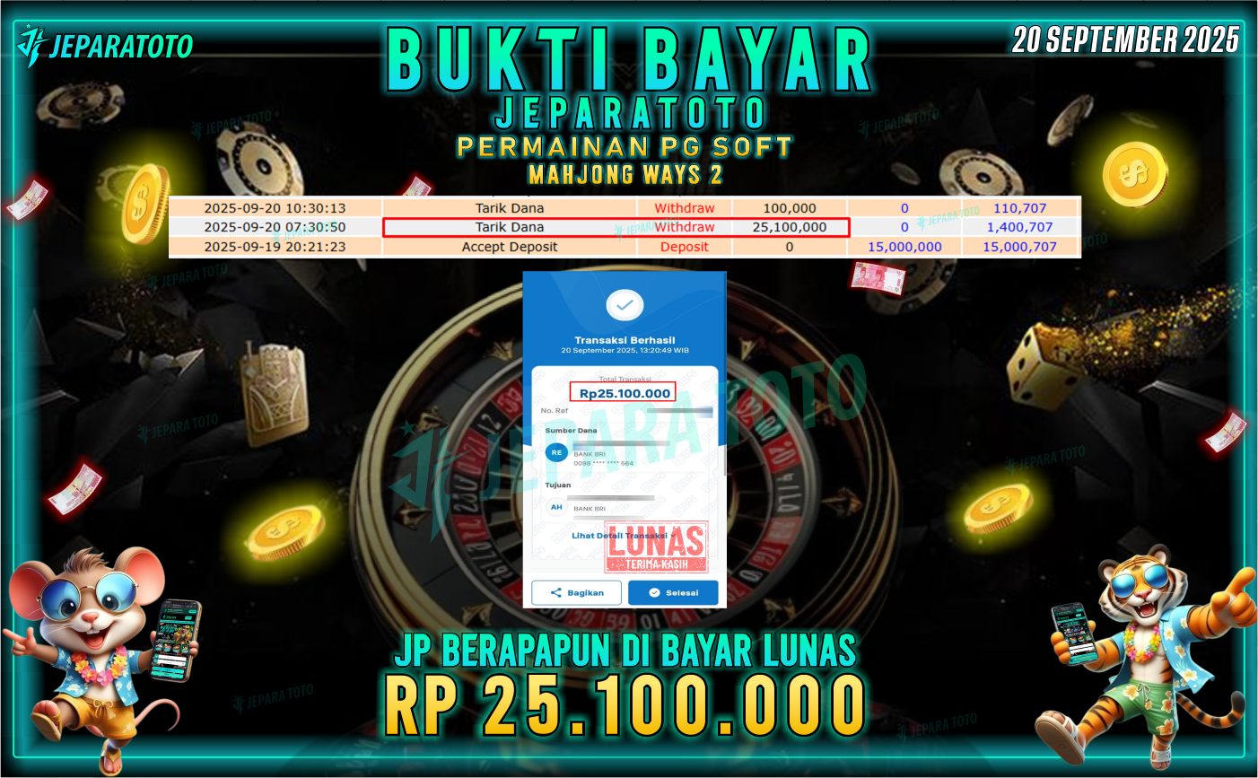 BUKTI KEMENANGAN MEMBER JEPARATOTO | MAHJONG WAYS 2