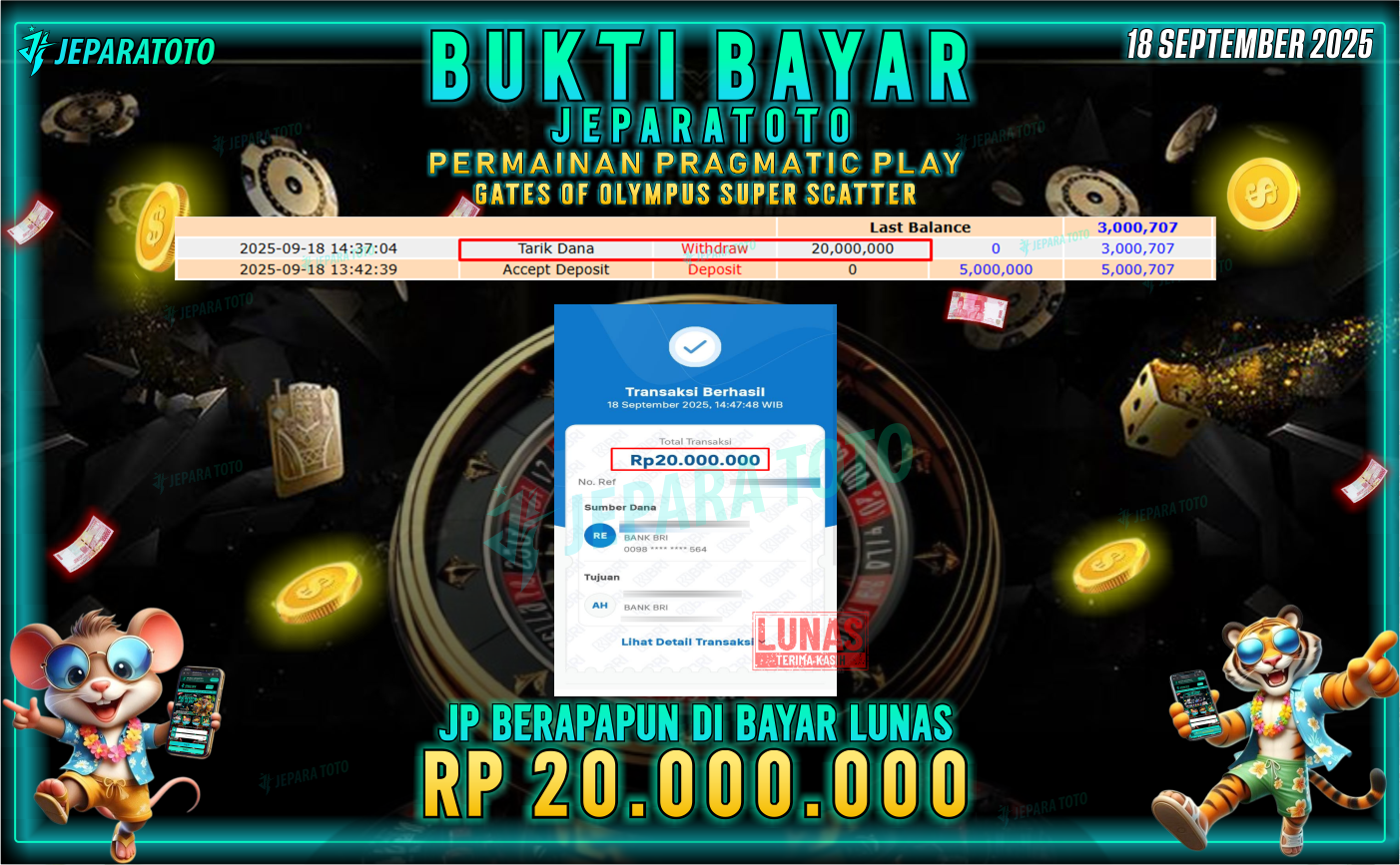 BUKTI KEMENANGAN MEMBER JEPARATOTO | GATES OF OLYMPUS SUPER SCATTER