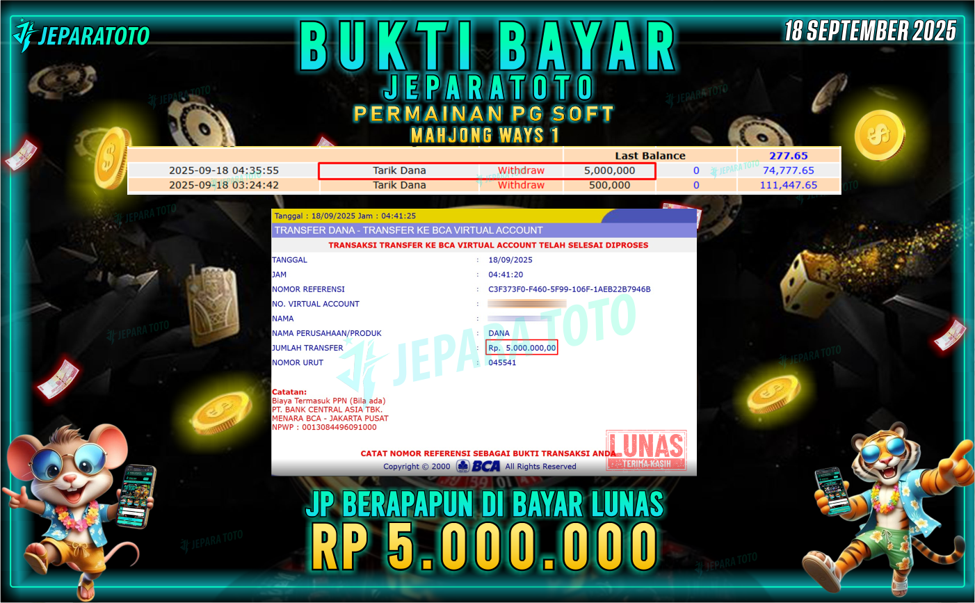 BUKTI KEMENANGAN MEMBER JEPARATOTO | MAHJONG WAYS 1