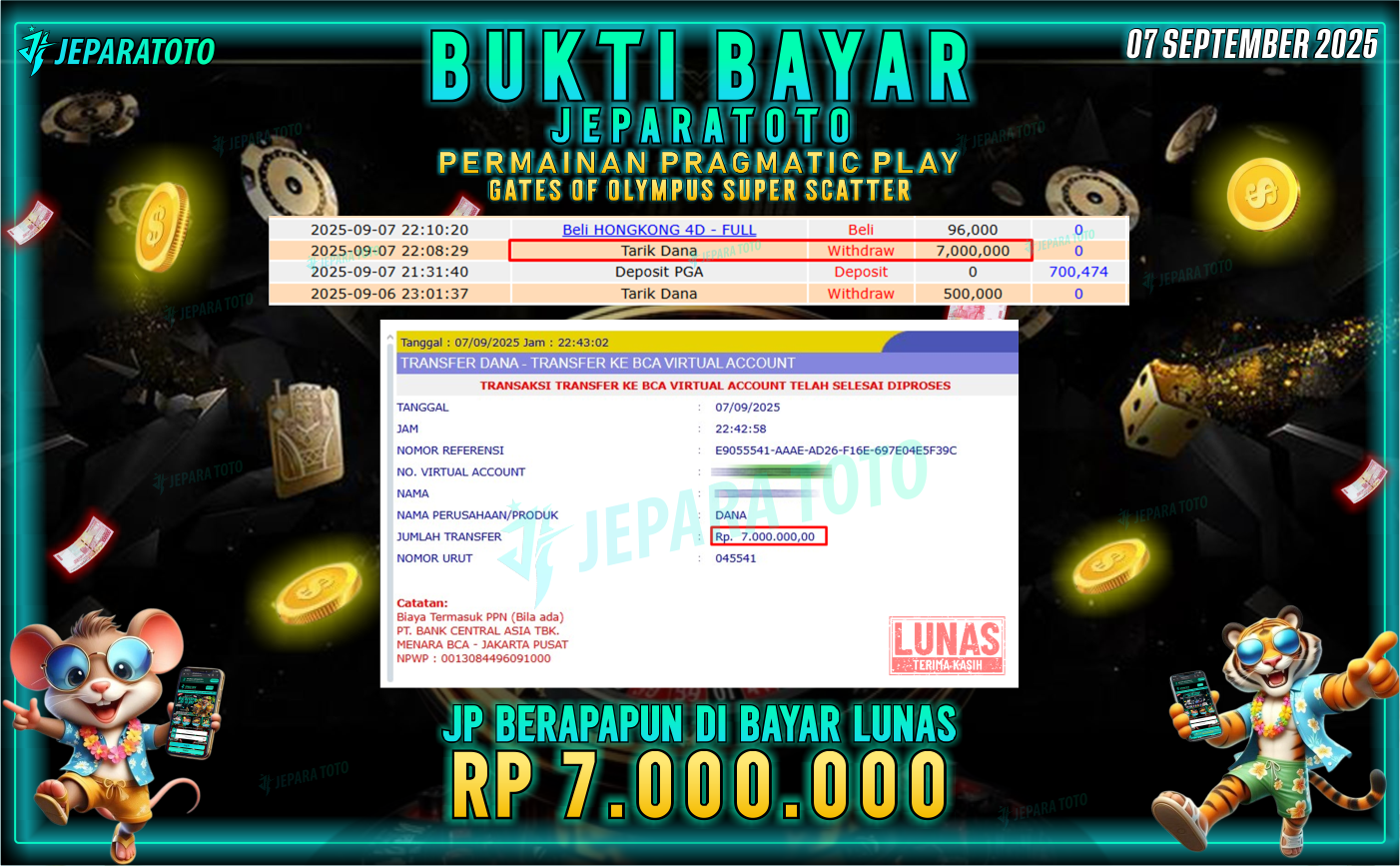 BUKTI KEMENANGAN MEMBER JEPARATOTO | GATES OF OLYMPUS SUPER SCATTER