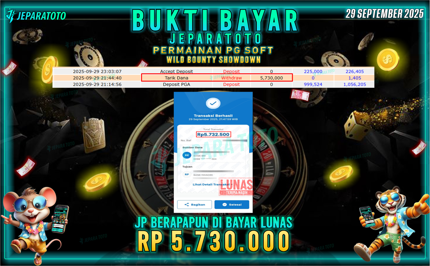 BUKTI KEMENANGAN MEMBER JEPARATOTO | WILD BOUNTY SHOWDOWN