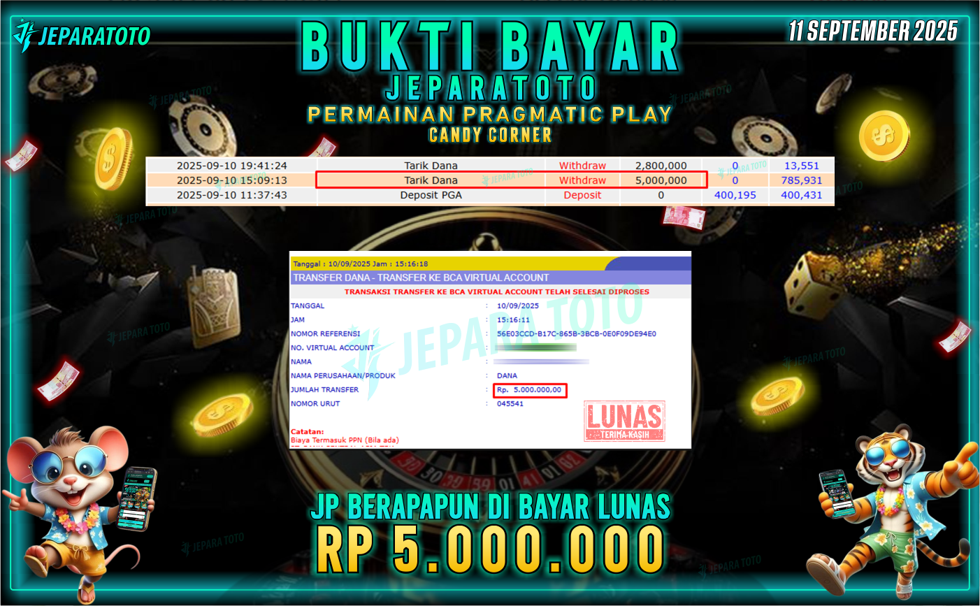 BUKTI KEMENANGAN MEMBER JEPARATOTO | CANDY CORNER