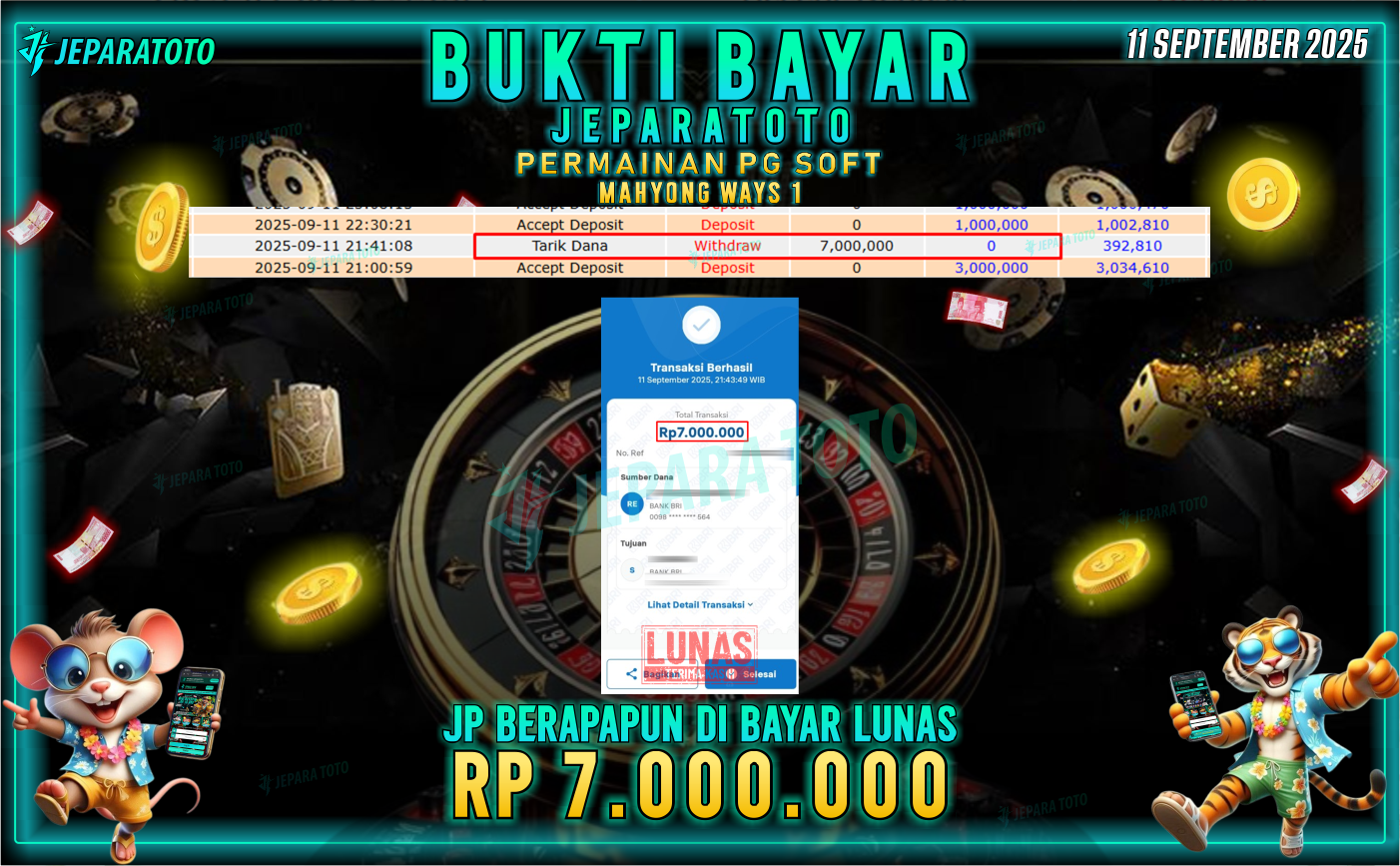 BUKTI KEMENANGAN MEMBER JEPARATOTO | MAHYONG WAYS 1