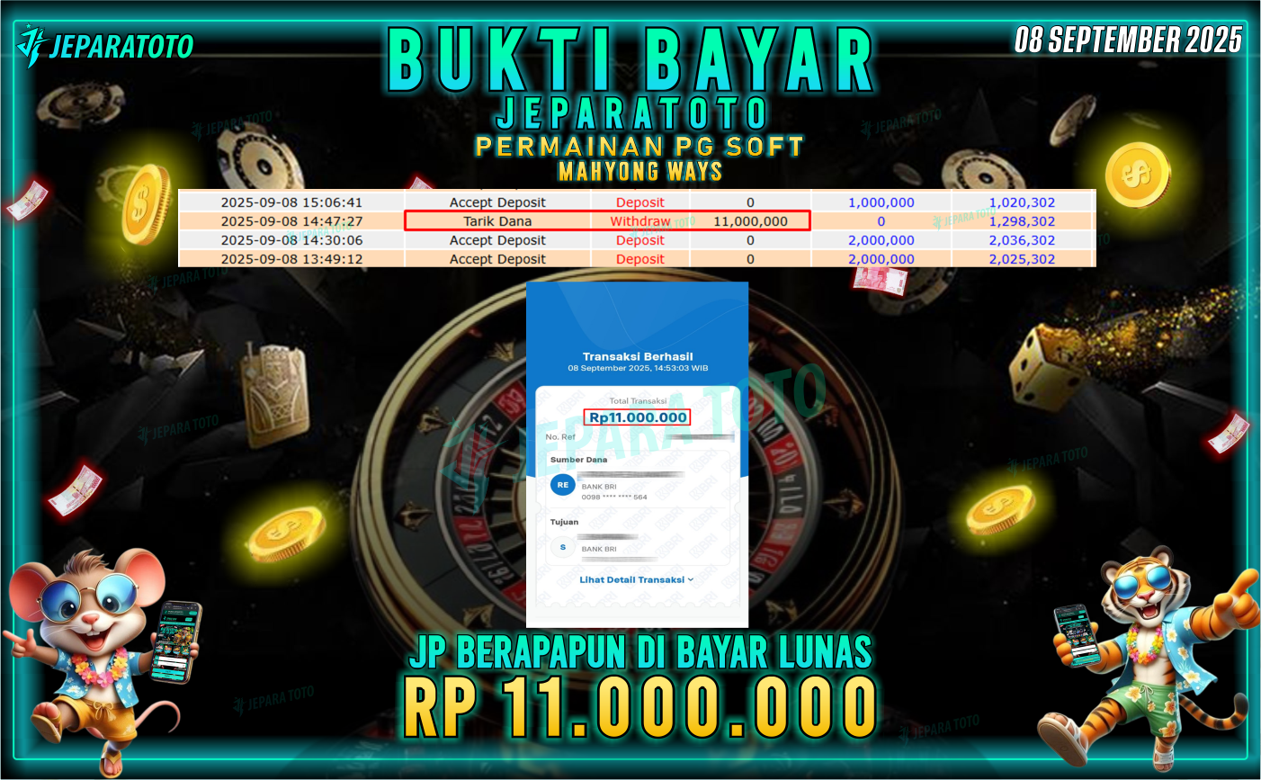 BUKTI KEMENANGAN MEMBER JEPARATOTO | MAHYONG WAYS