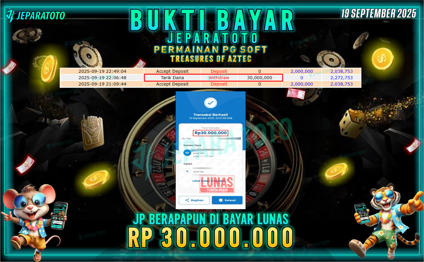 BUKTI KEMENANGAN MEMBER JEPARATOTO | TREASURES OF AZTEC