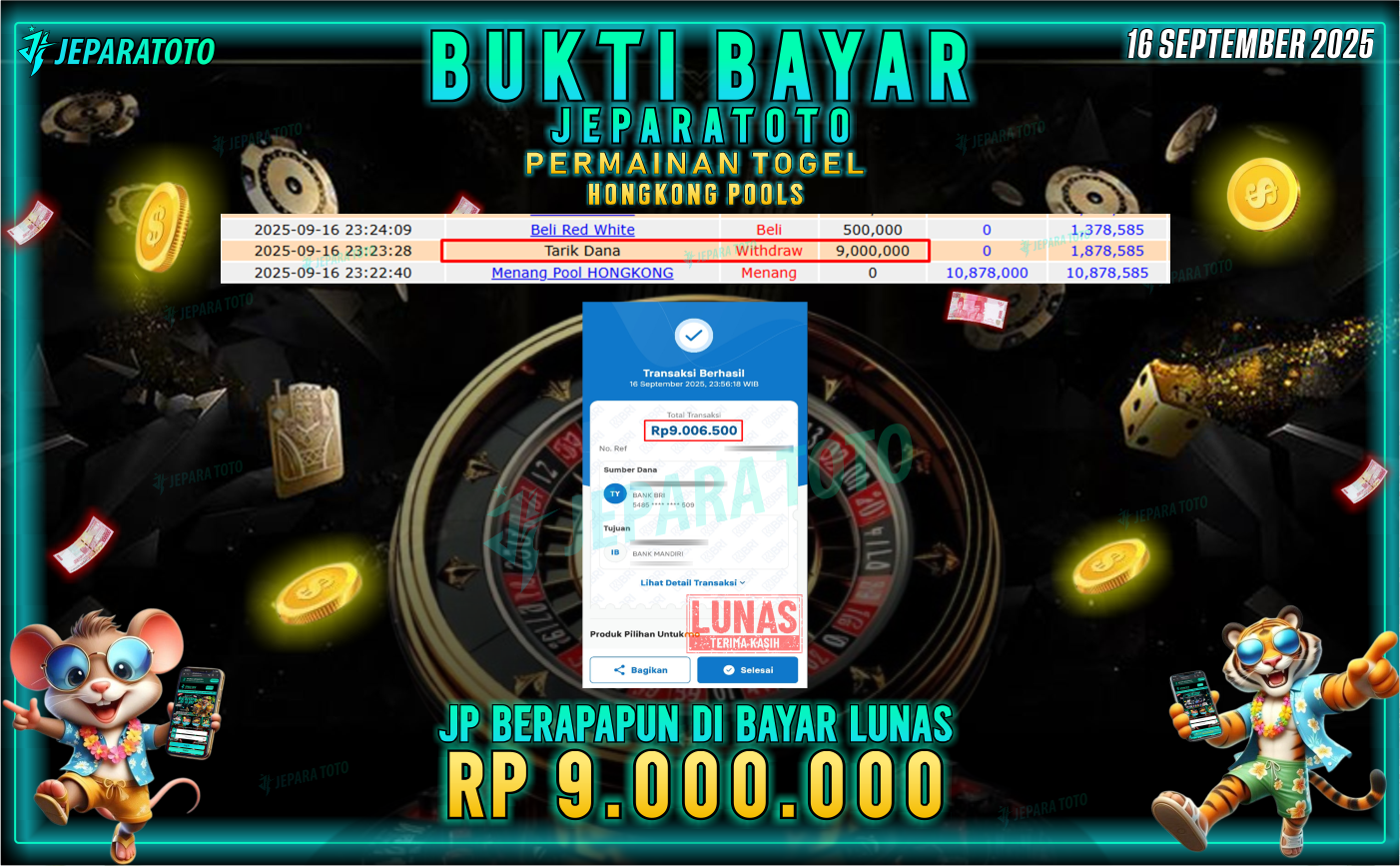 BUKTI KEMENANGAN MEMBER JEPARATOTO | HONGKONG POOLS