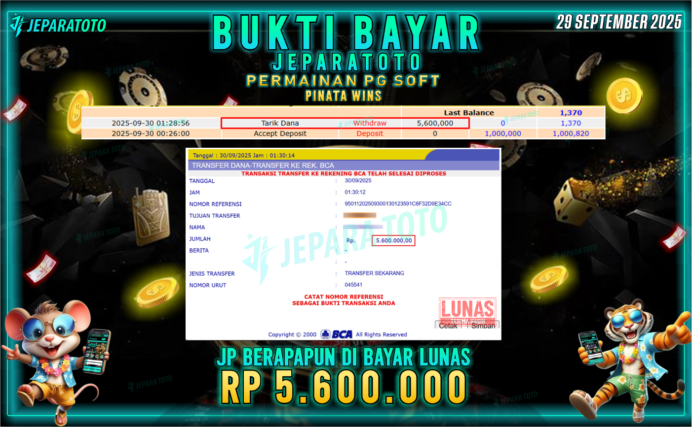 BUKTI KEMENANGAN MEMBER JEPARATOTO | PINATA WINS