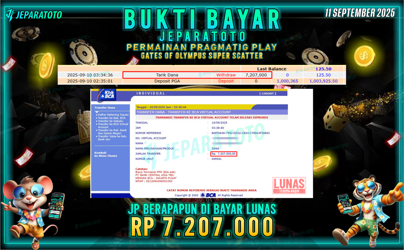 BUKTI KEMENANGAN MEMBER JEPARATOTO | GATES OF OLYMPUS SUPER SCATTER