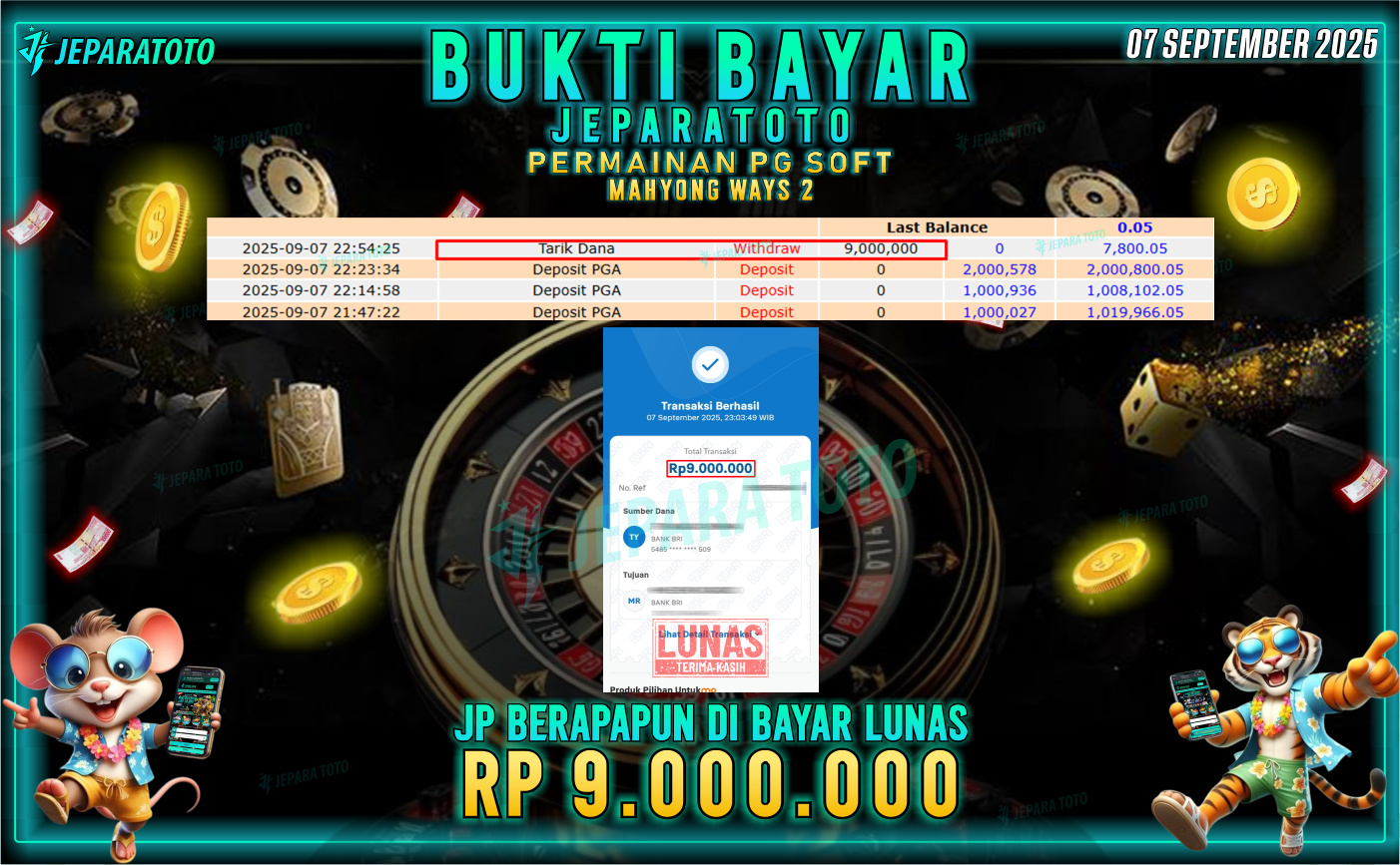BUKTI KEMENANGAN MEMBER JEPARATOTO | MAHYONG WAYS 2