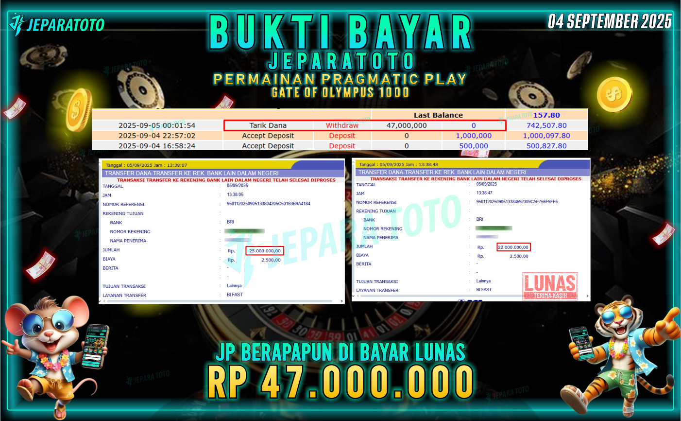 BUKTI KEMENANGAN MEMBER JEPARATOTO | GATE OF OLYMPUS 1000