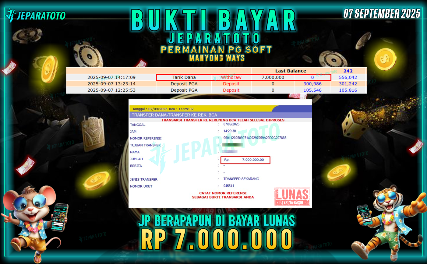 BUKTI KEMENANGAN MEMBER JEPARATOTO | MAHYONG WAYS