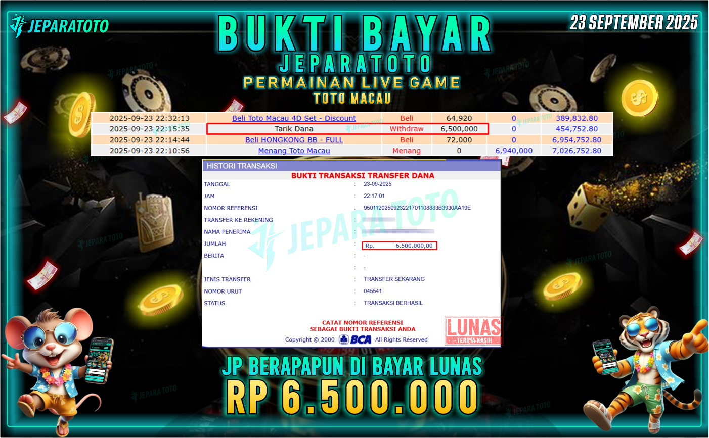 BUKTI KEMENANGAN MEMBER JEPARATOTO | TOTO MACAU