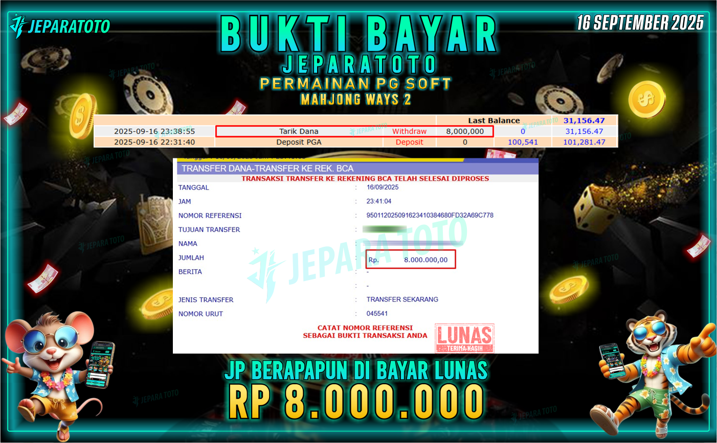 BUKTI KEMENANGAN MEMBER JEPARATOTO | MAHJONG WAYS 2