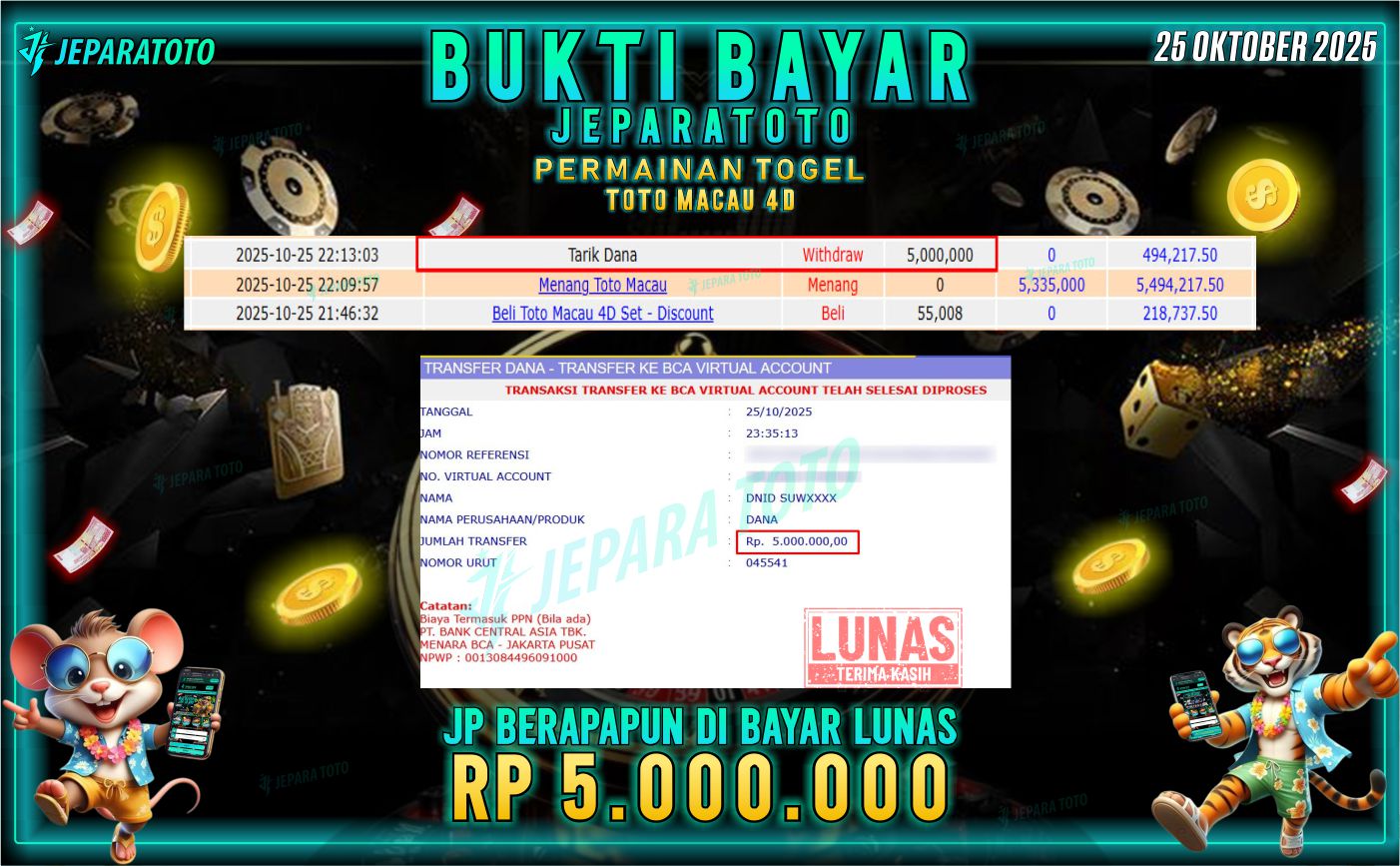 BUKTI KEMENANGAN MEMBER JEPARATOTO | TOTO MACAU
