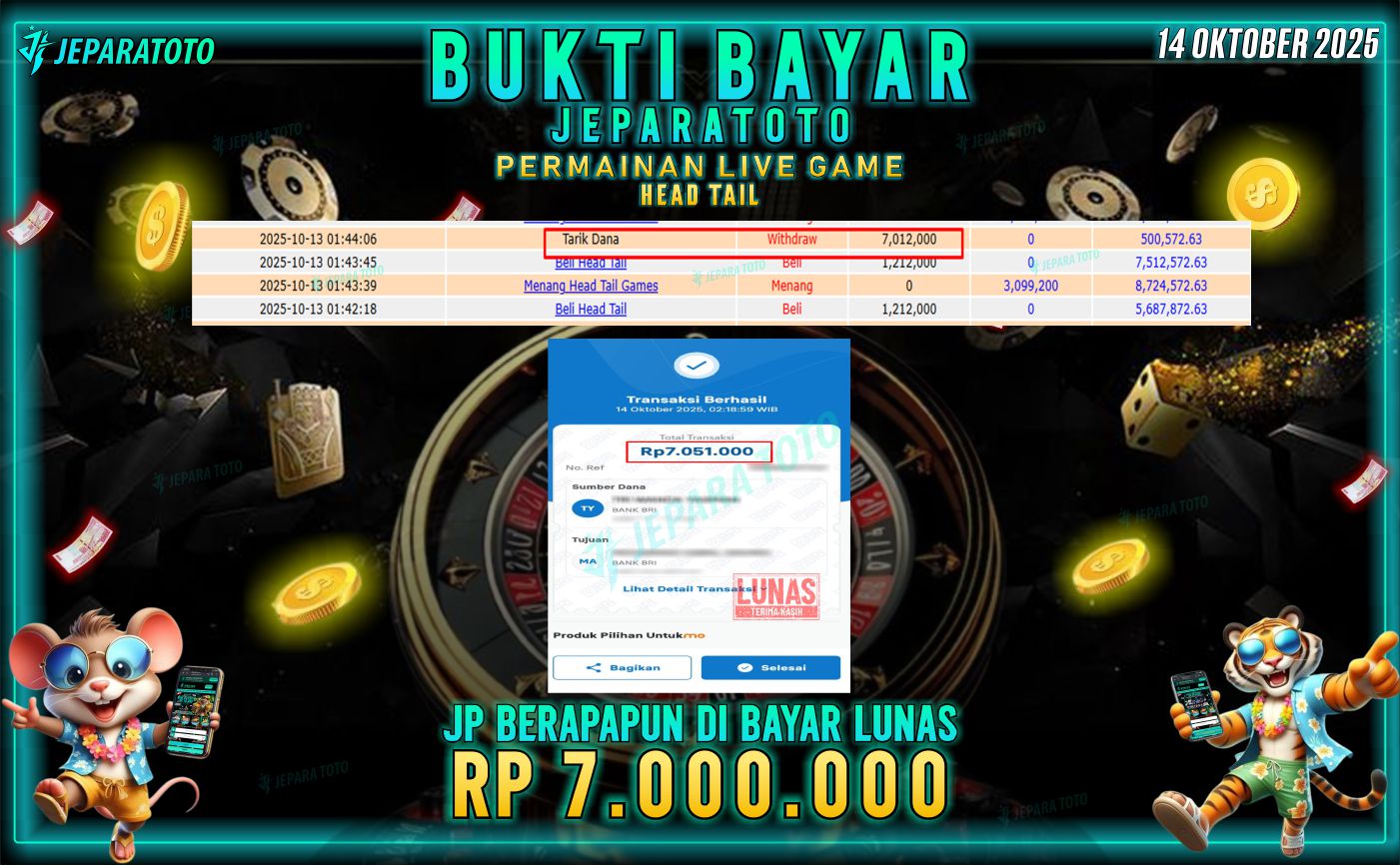 BUKTI KEMENANGAN MEMBER JEPARATOTO | HEAD TAIL