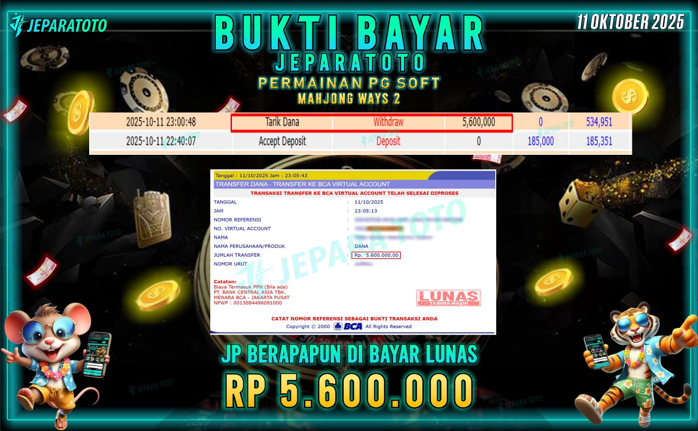 BUKTI KEMENANGAN MEMBER JEPARATOTO | MAHJONG WAYS 2