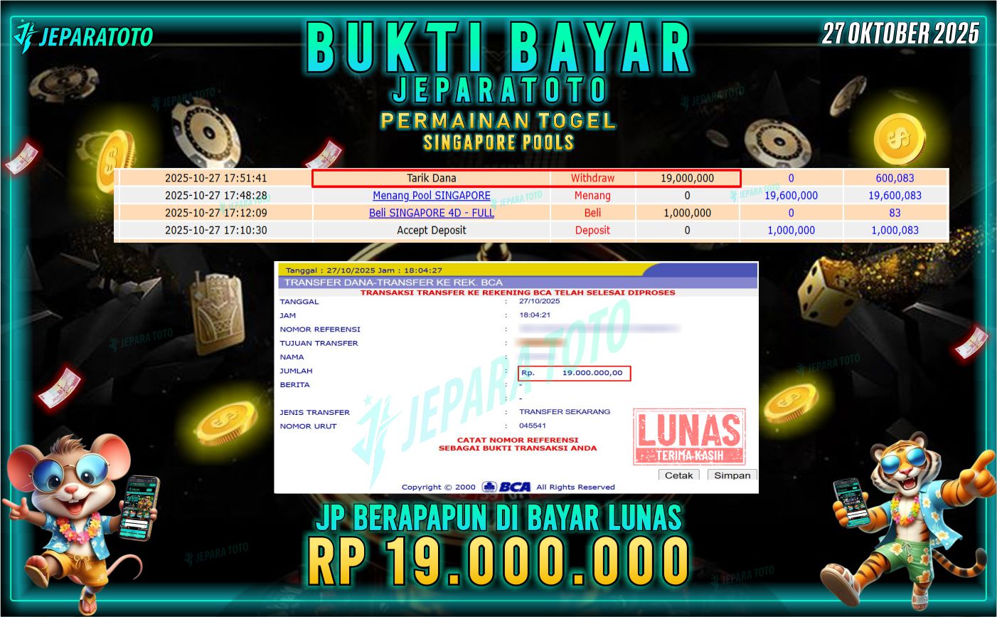 BUKTI KEMENANGAN MEMBER JEPARATOTO | SINGAPORE POOLS