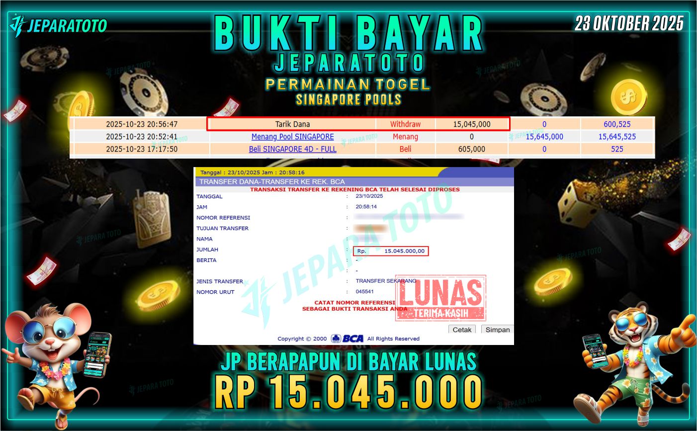 BUKTI KEMENANGAN MEMBER JEPARATOTO | SINGAPORE POOLS