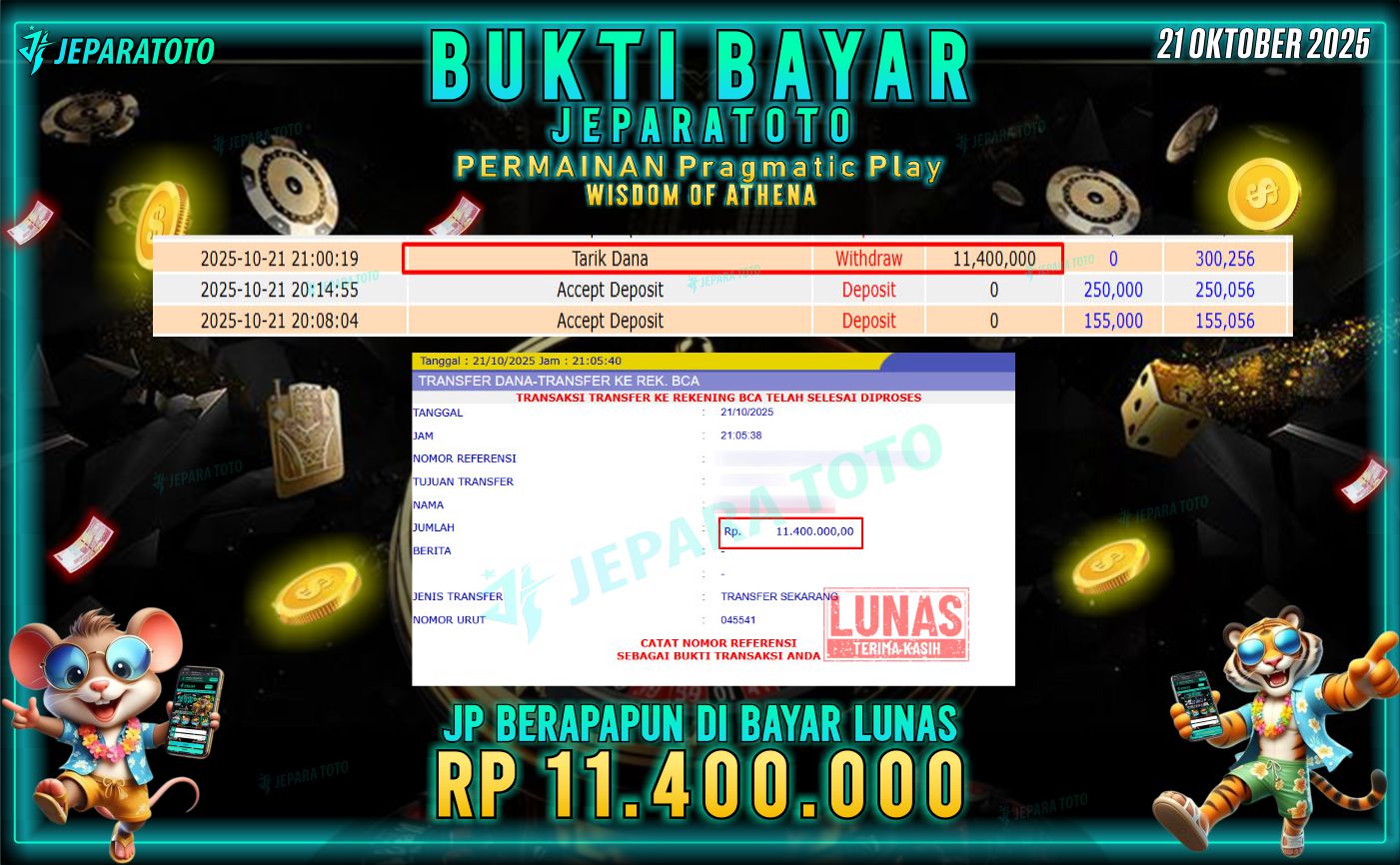 BUKTI KEMENANGAN MEMBER JEPARATOTO | WISDOM OF ATHENA