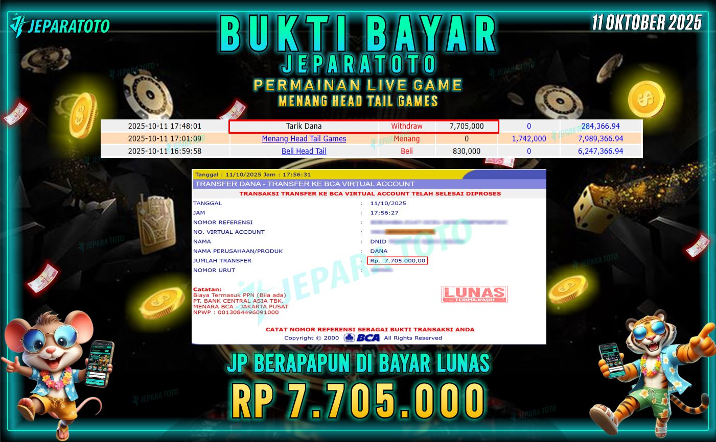 BUKTI KEMENANGAN MEMBER JEPARATOTO | HEAD TAIL GAMES