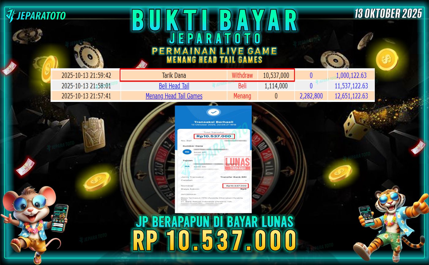 BUKTI KEMENANGAN MEMBER JEPARATOTO | HEAD TAIL GAMES