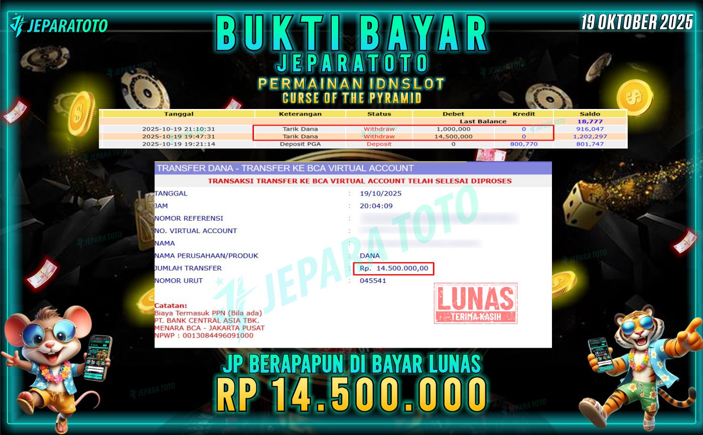 BUKTI KEMENANGAN MEMBER JEPARATOTO | CURSE OF THE PYRAMID
