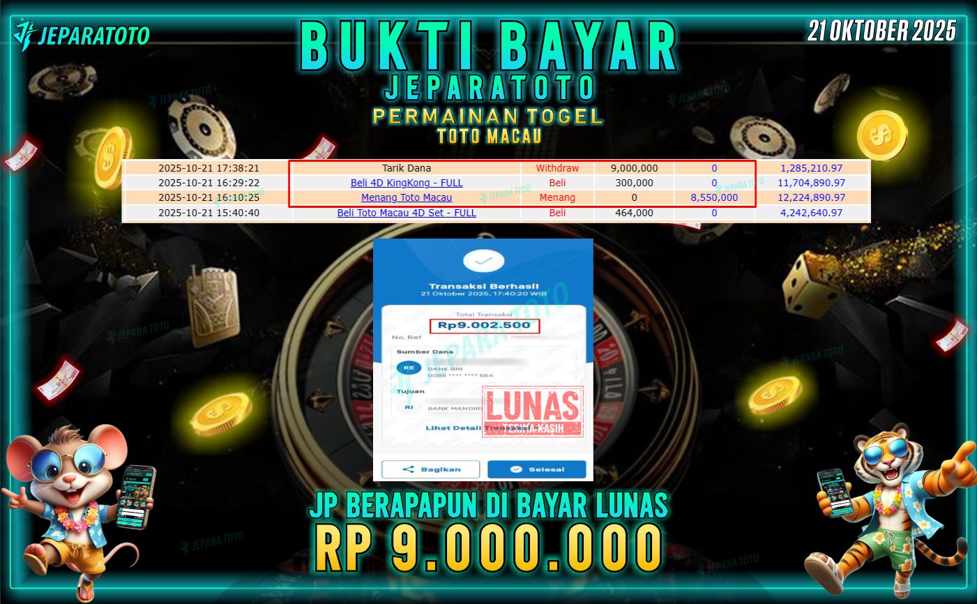 BUKTI KEMENANGAN MEMBER JEPARATOTO | TOTO MACAU