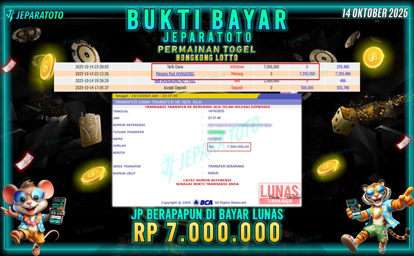 BUKTI KEMENANGAN MEMBER JEPARATOTO | HONGKONG LOTTO