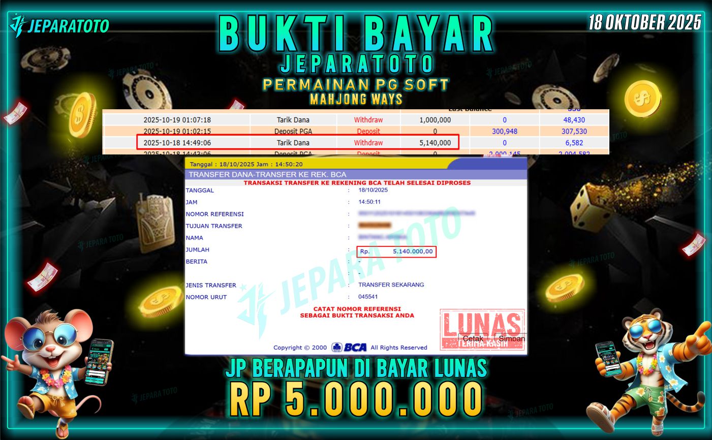 BUKTI KEMENANGAN MEMBER JEPARATOTO | MAHJONG WAYS