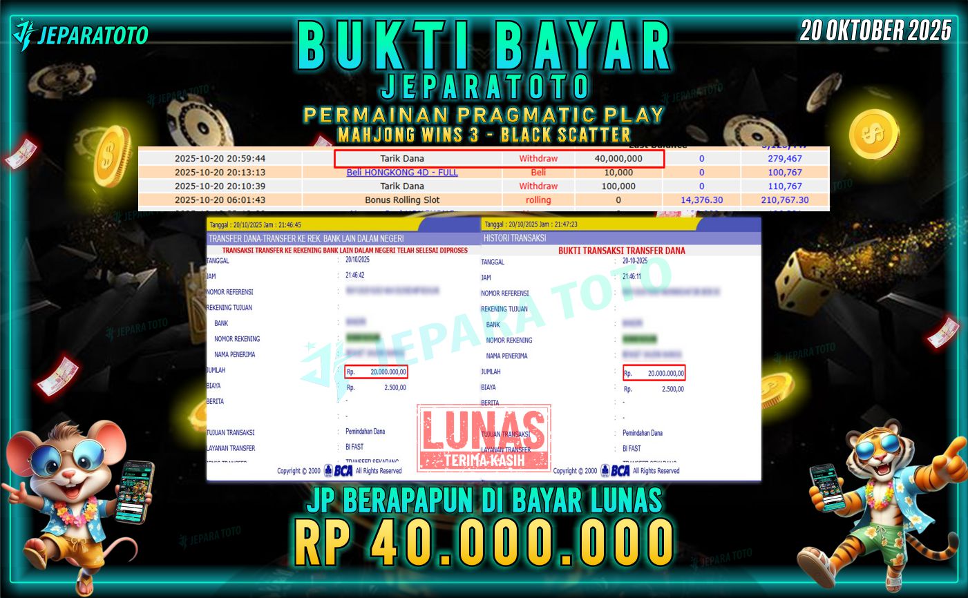 BUKTI KEMENANGAN MEMBER JEPARATOTO | MAHJONG WINS 3 – BLACK SCATTER