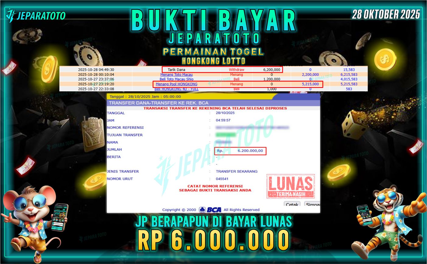 BUKTI KEMENANGAN MEMBER JEPARATOTO | HONGKONG LOTTO