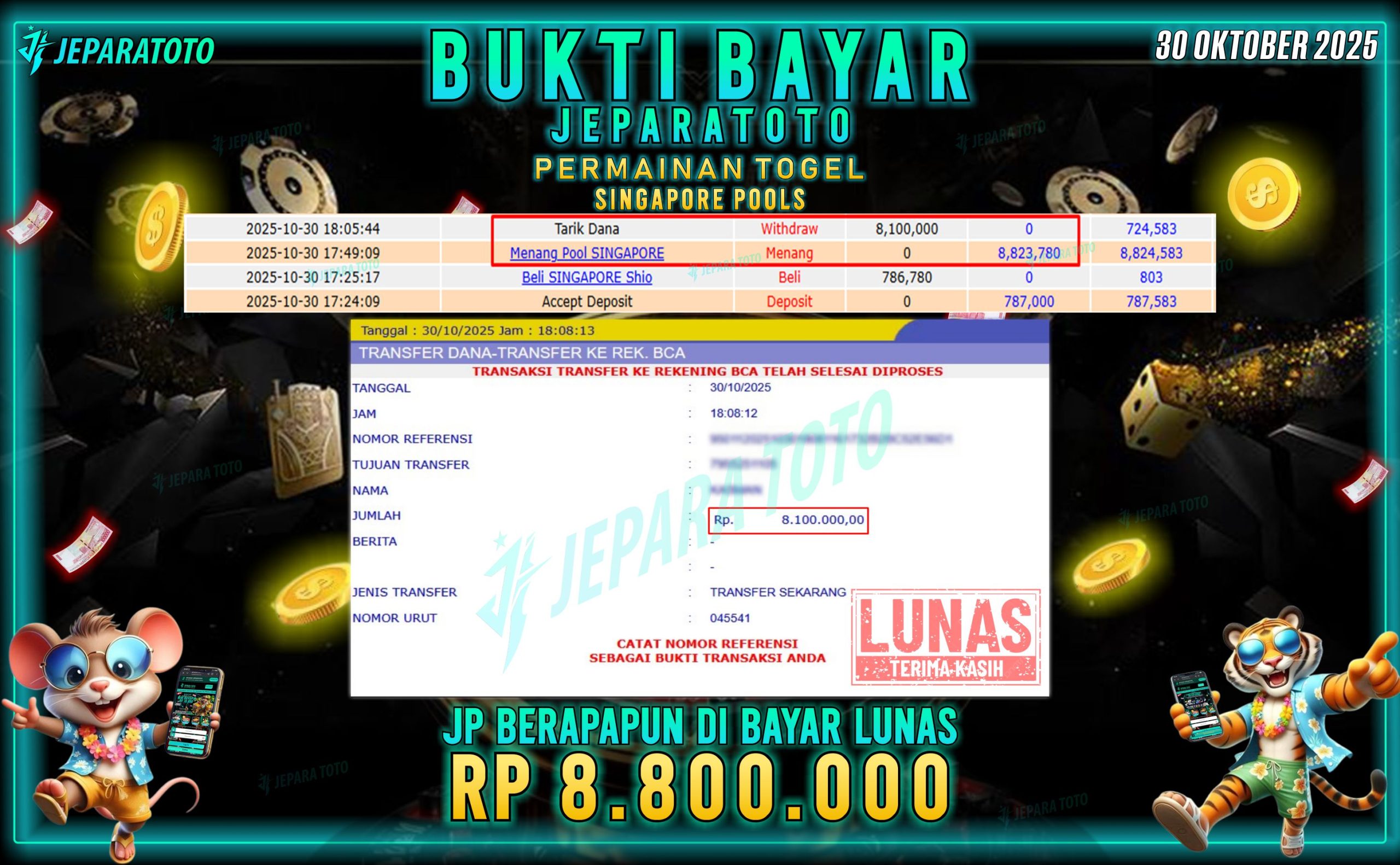 BUKTI KEMENANGAN MEMBER JEPARATOTO | SINGAPORE POOLS