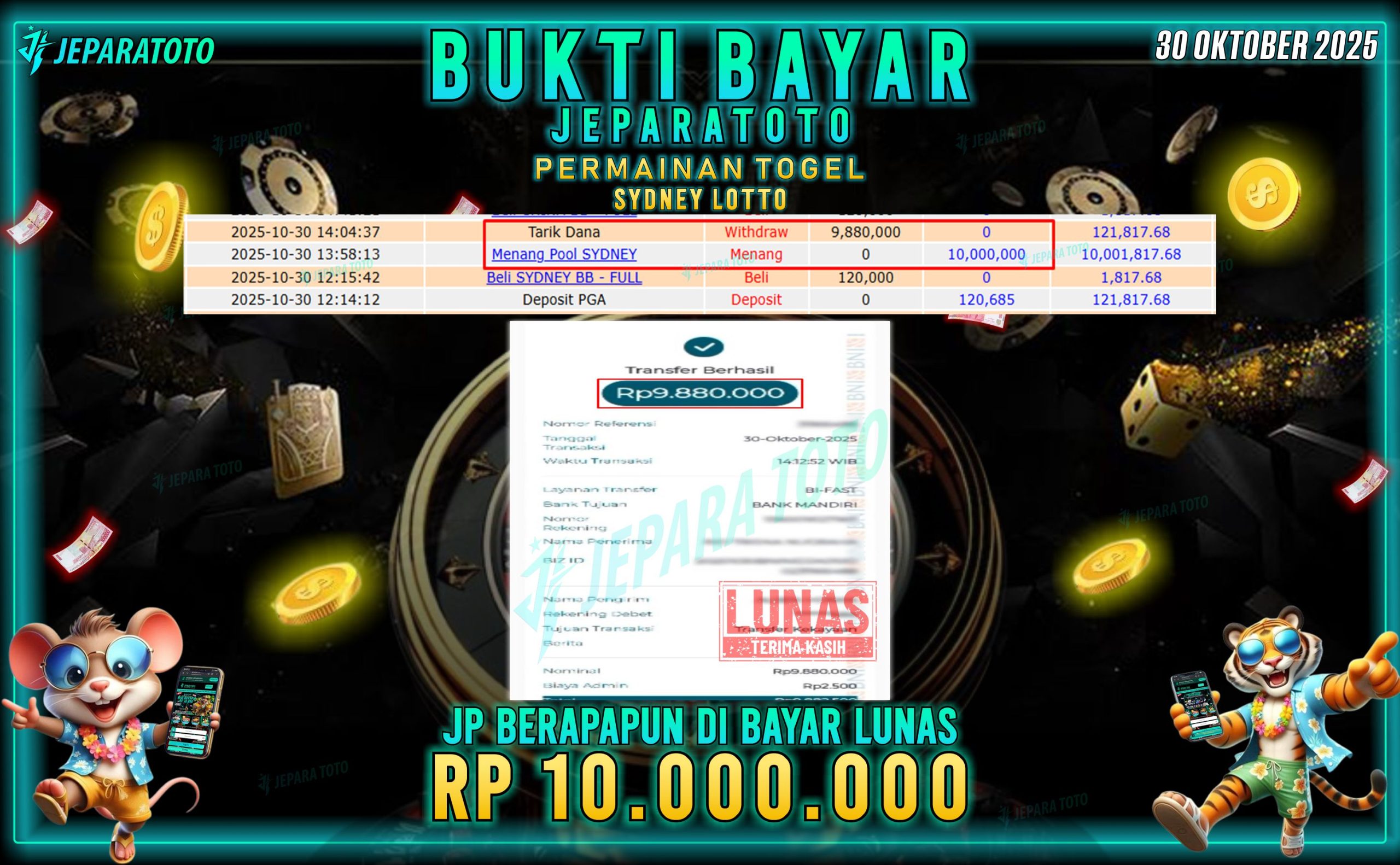 BUKTI KEMENANGAN MEMBER JEPARATOTO | SYDNEY LOTTO