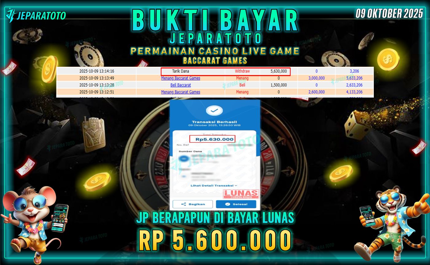 BUKTI KEMENANGAN MEMBER JEPARATOTO | BACCARAT GAMES