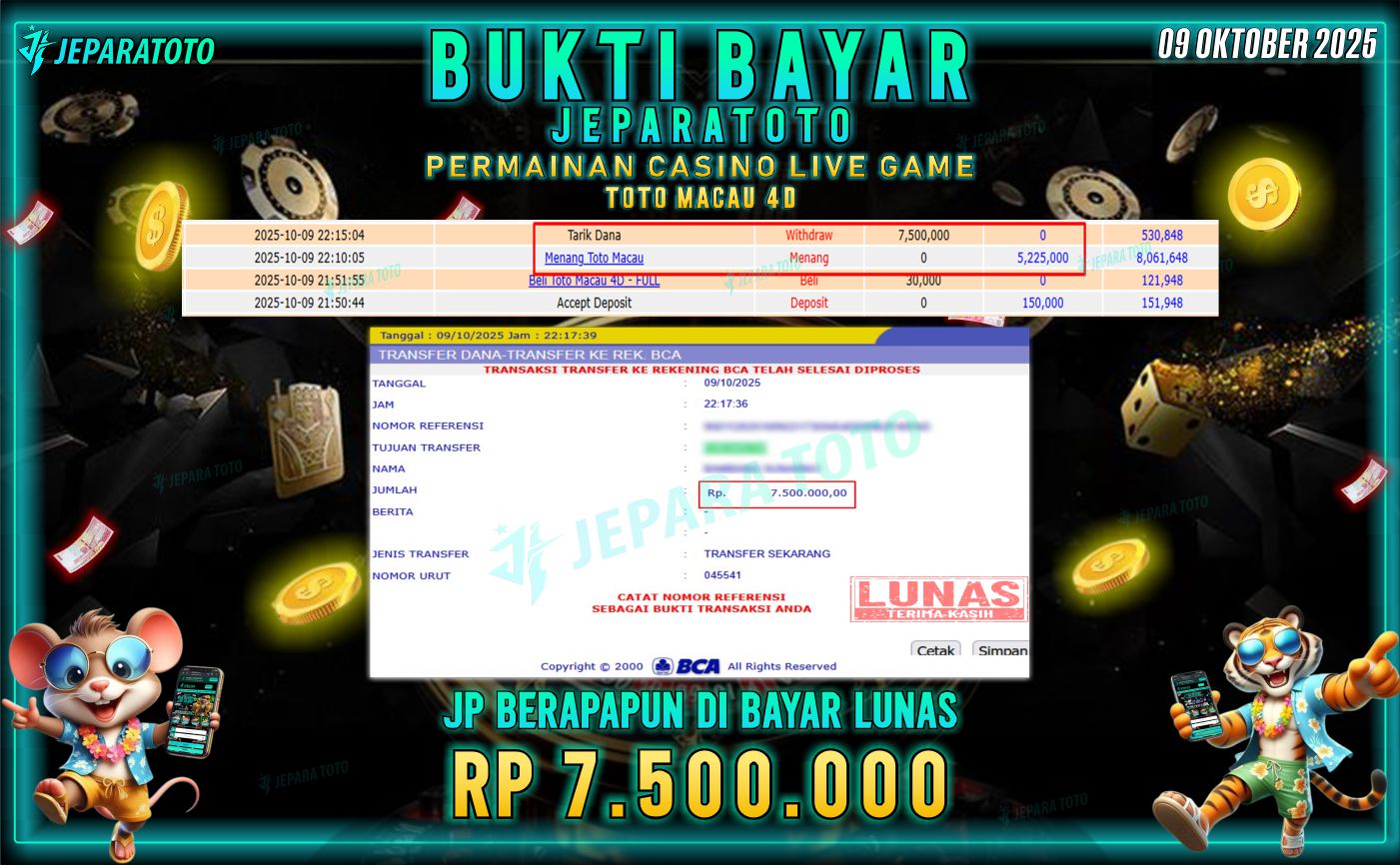 BUKTI KEMENANGAN MEMBER JEPARATOTO | TOTO MACAU 4D
