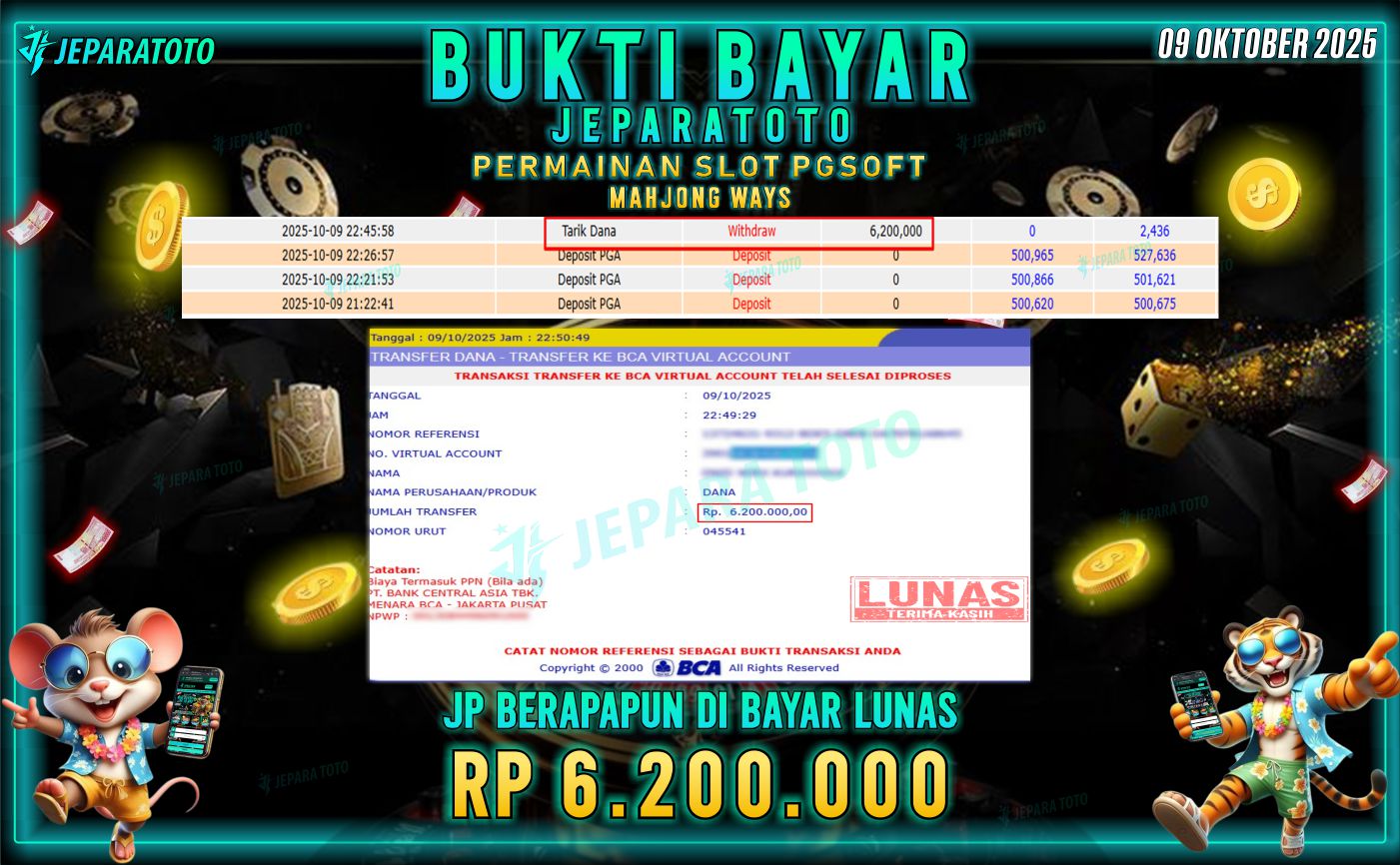 BUKTI KEMENANGAN MEMBER JEPARATOTO | MAHJONG WAYS