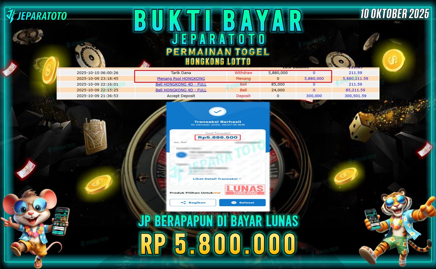 BUKTI KEMENANGAN MEMBER JEPARATOTO | HONGKONG LOTTO