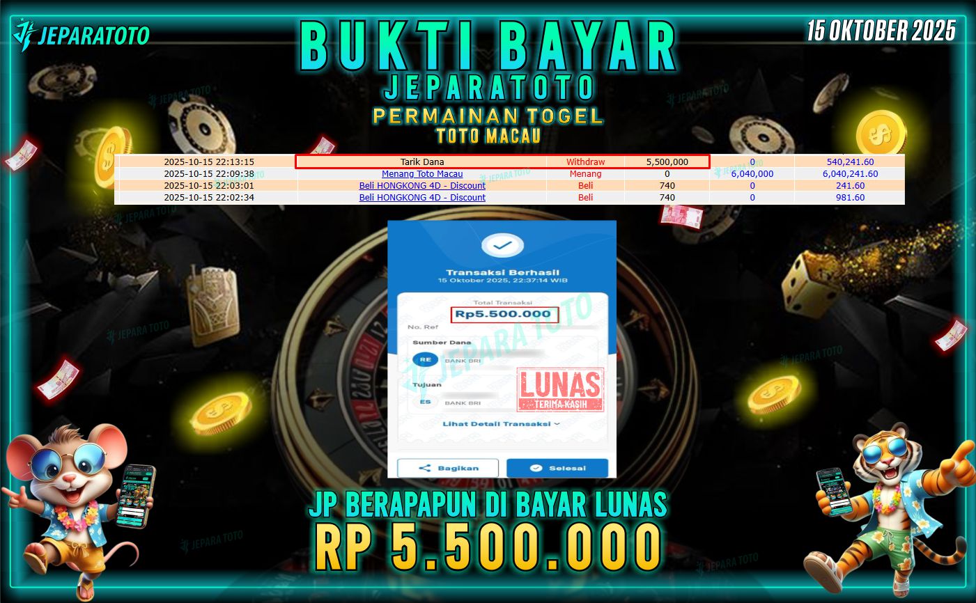 BUKTI KEMENANGAN MEMBER JEPARATOTO | TOTO MACAU