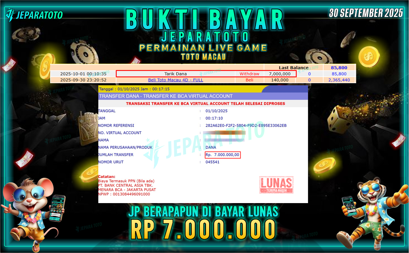 BUKTI KEMENANGAN MEMBER JEPARATOTO | TOTO MACAU