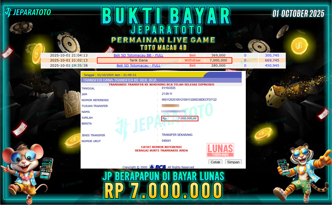 BUKTI KEMENANGAN MEMBER JEPARATOTO | TOTO MACAU 4D