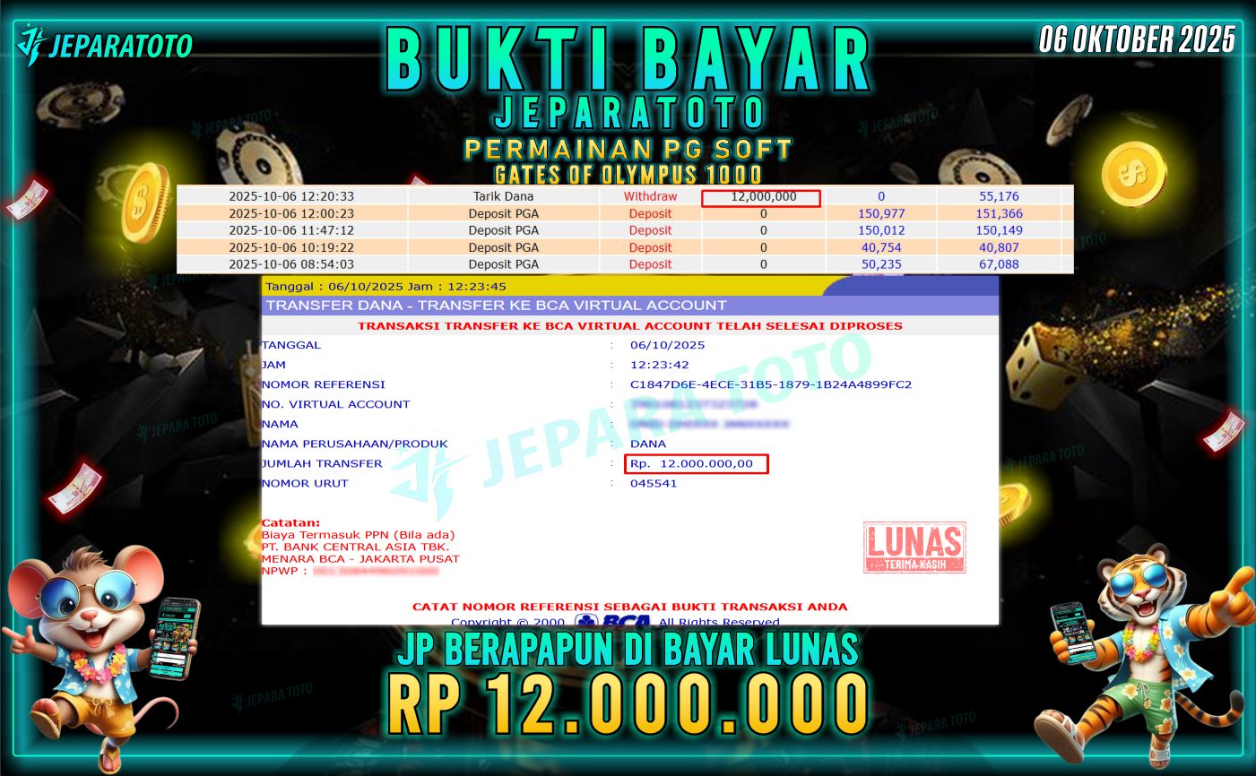 BUKTI KEMENANGAN MEMBER JEPARATOTO OLYMPUS 1000
