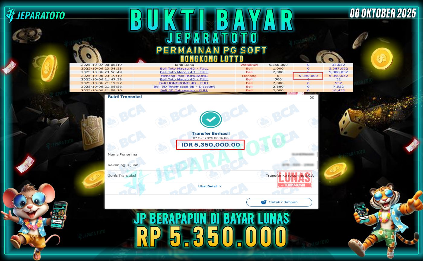 BUKTI KEMENANGAN MEMBER JEPARATOTO | HONGKONG LOTTO