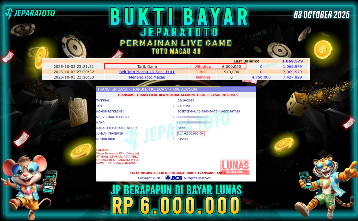 BUKTI KEMENANGAN MEMBER JEPARATOTO | TOTO MACAU 4D