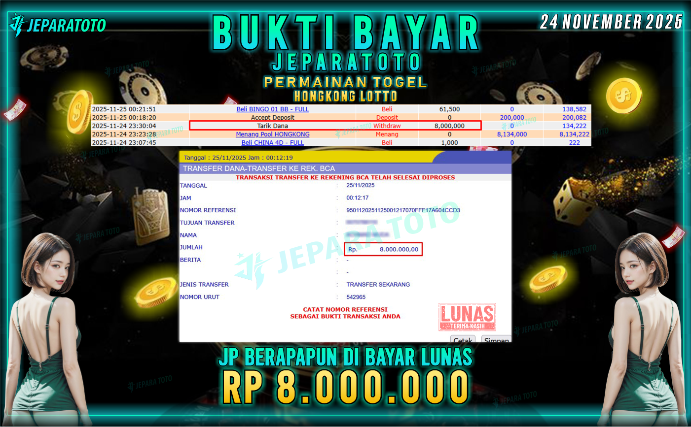 BUKTI KEMENANGAN MEMBER JEPARATOTO | HONGKONG LOTTO