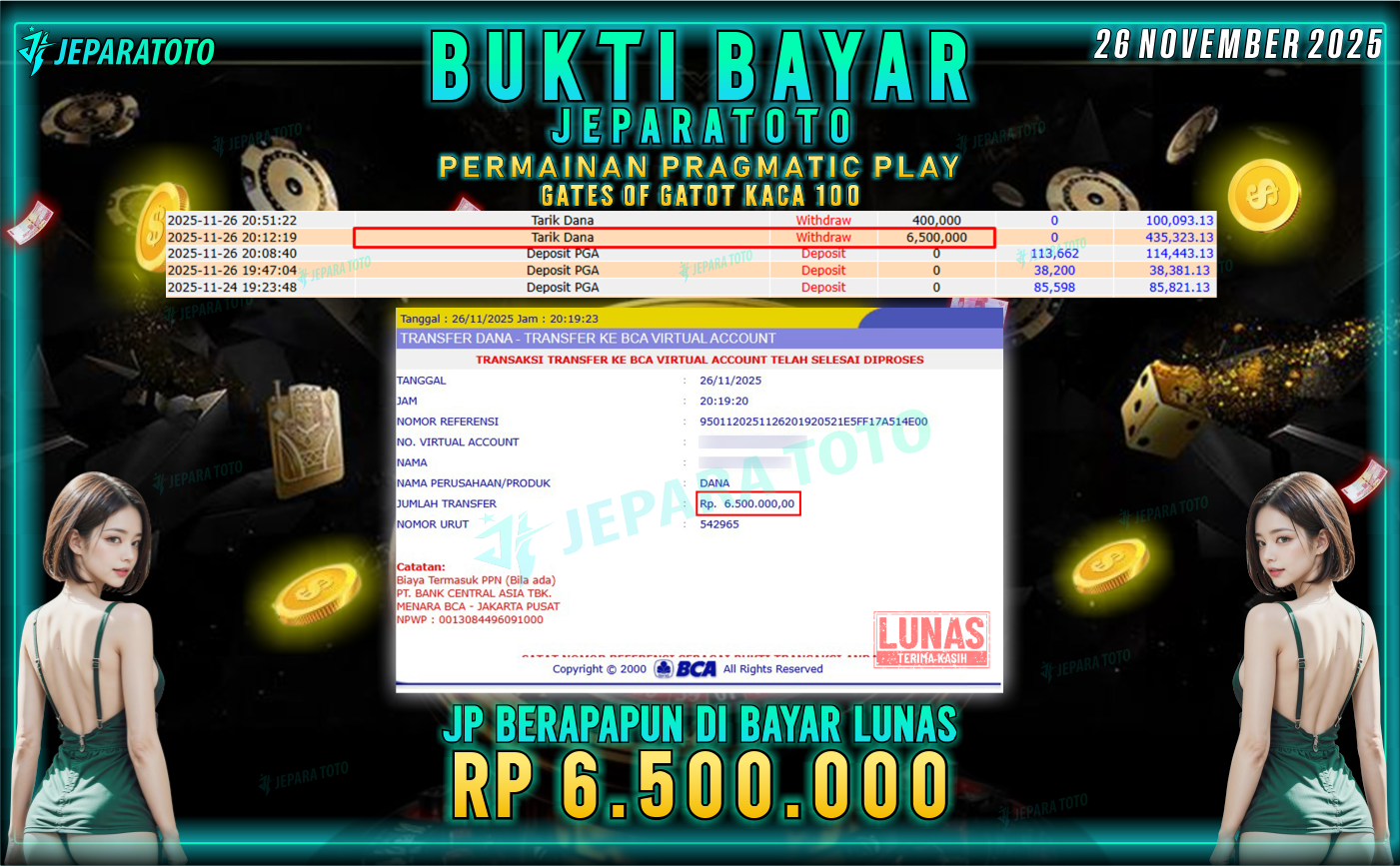 BUKTI KEMENANGAN MEMBER JEPARATOTO | GATES OF GATOT KACA 1000