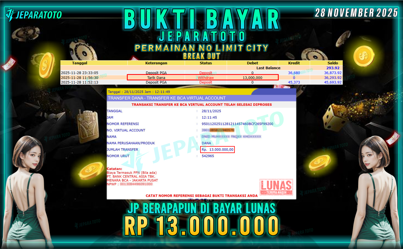 BUKTI KEMENANGAN MEMBER JEPARATOTO | BREAK OUT